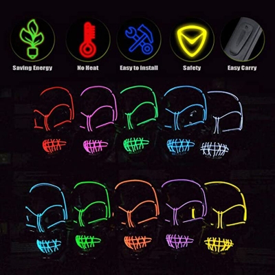 Halloween LED Mask Fluorescent Glowing Mask Cold Light Mask Party EL Mask Light Up Masks Glow In Dark COD [1757050]