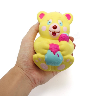 Xinda Squishy Strawberry Bear Holding Honey Pot 12cm Slow Rising With Packaging Collection Gift Toy COD [1195084]