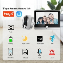 Tuya W1 1080P Peephole Camera IPS LCD Digital Door Viewer Remote Phone Intercom WiFi Smart Home Video Doorbell Camera COD