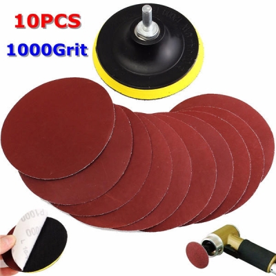 10pcs 4 Inch 1000 Grit Sandpaper with Backer Pad and Drill Adapter COD [1101735]