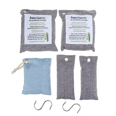 5Pcs Activated Bamboo Charcoal Carbon Air Purifying Bag Deodorizer Refresher with Hook COD [1530480]