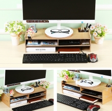 Wood Laptop Stand Accessories Storage Display Monitor Raising Bracket Neck Protection Shelf COD