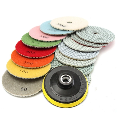 16pcs 4 Inch 50 to 10000 Grit Diamond Polishing Pad for Granite Stone Concrete Marble COD [1089319]