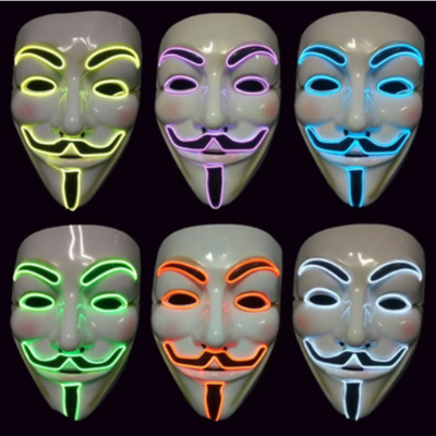 EL Wire 10 Colors Optional Glowing Mask for VENDETTA Halloween Cosplay Party Mask COD [1745552]